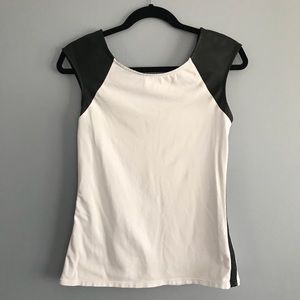 Express faux leather shoulder tee shirt